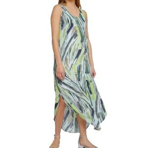 NIC + ZOE SLEEVELESS PALM PRINT MAXI DRESS